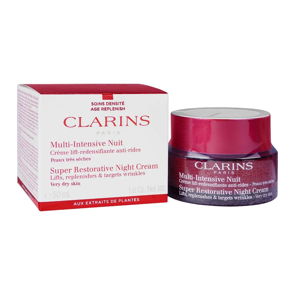 Clarins Paris Super Restorative Night Cream, Very Dry Skin, 50ml