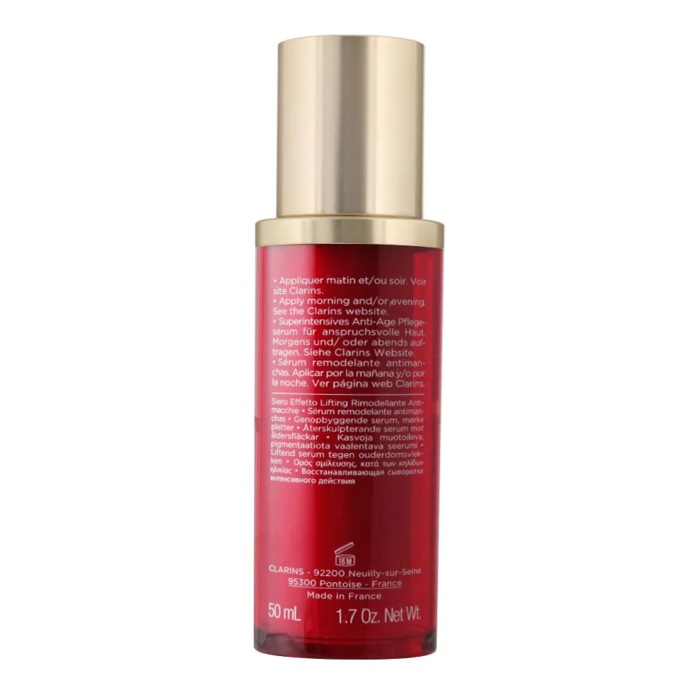 Side view of clarins paris super restorative remodelling serum, 50ml
