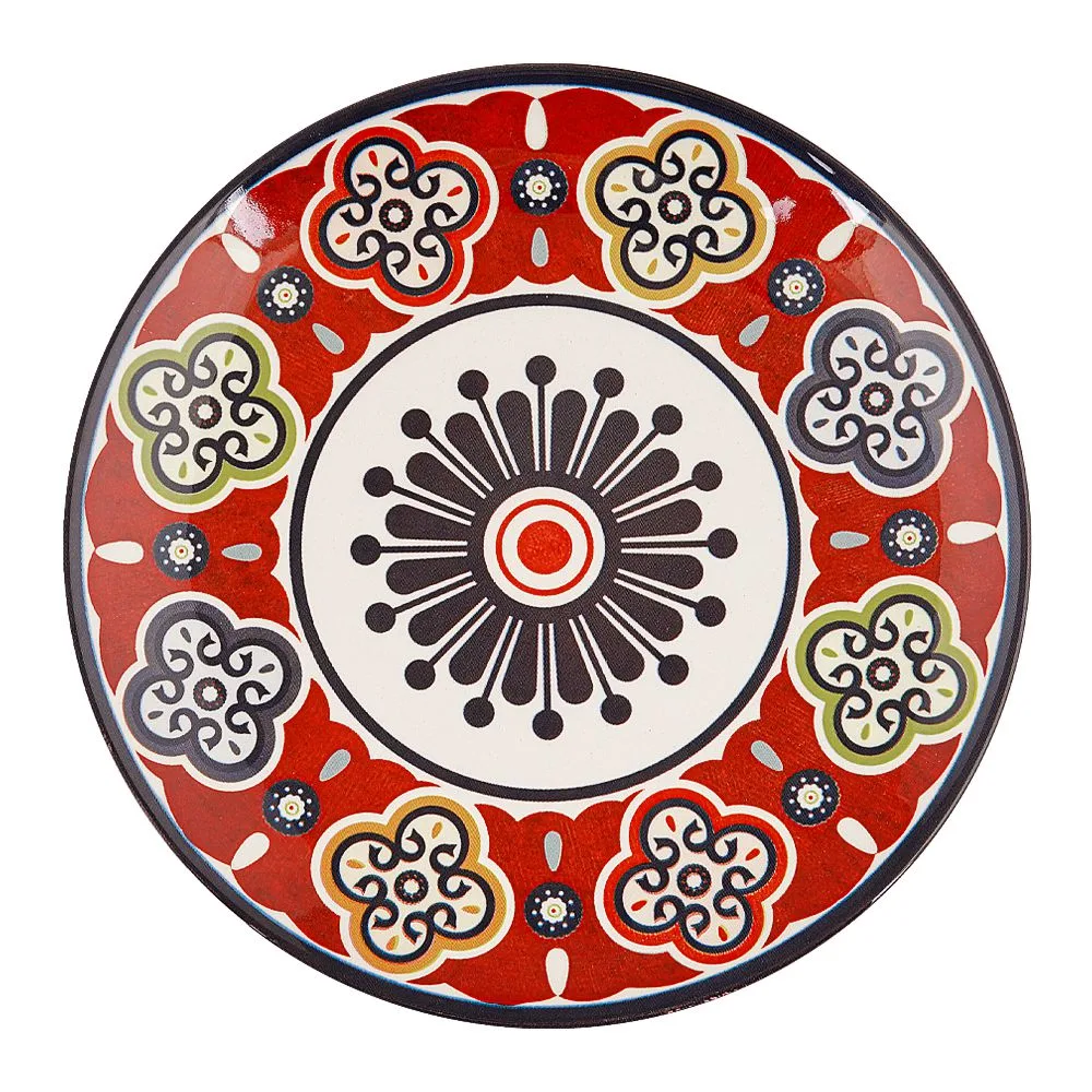 Side view of claytan 8.3" sumaya maroon salad plate, oc1610fs12004