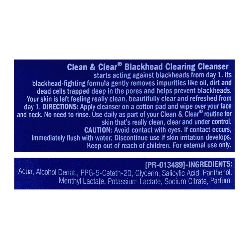 Comfortable casual clean & clear blackhead clearing cleanser, oil free, 200ml