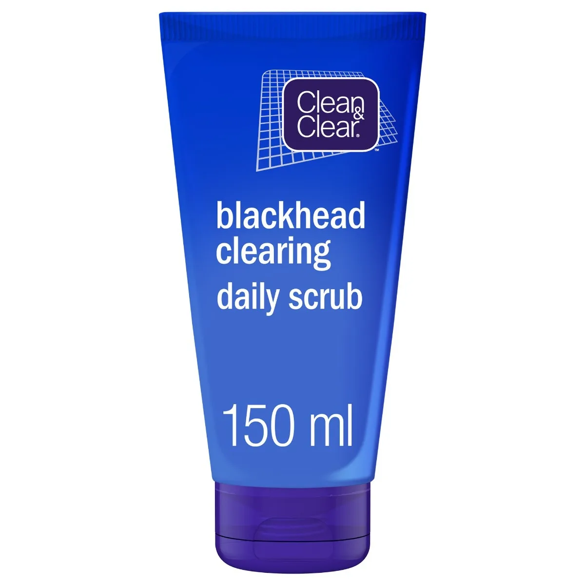 Close-up design of clean & clear blackhead clearing daily face scrub, oil free, 150ml