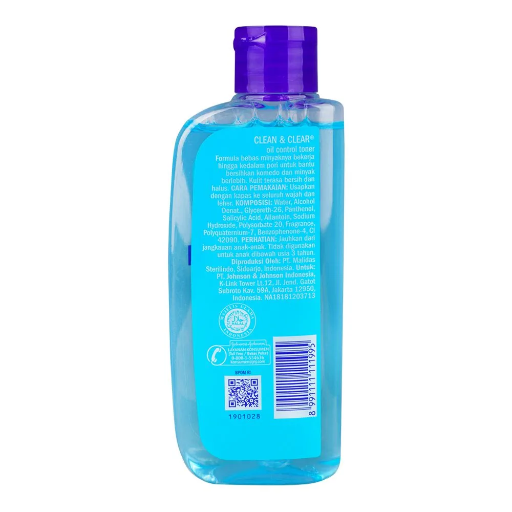 Side view of clean & clear essential oil control toner, 100ml