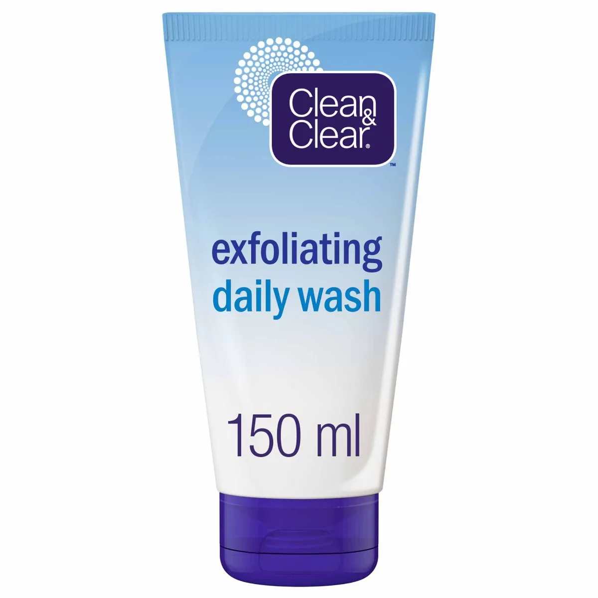 Close-up design of clean & clear exfoliating daily wash, oil free, 150ml
