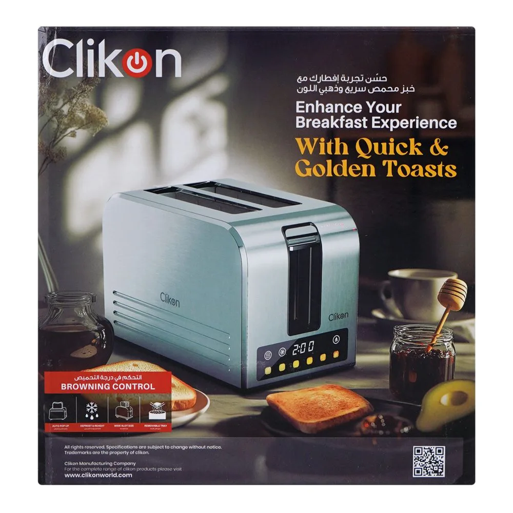 Premium everyday wear clickon 2 slice smary bread toaster, 750w, 220-240v, ck-2460