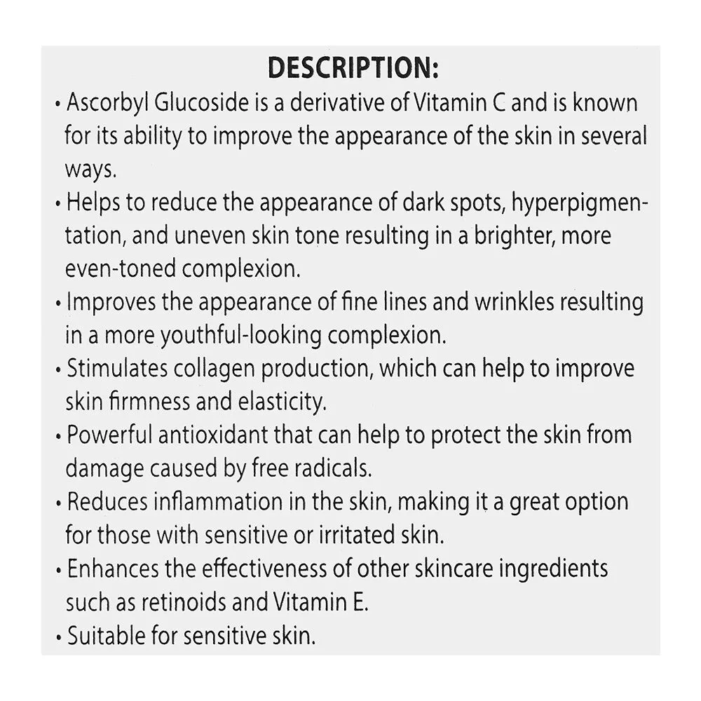 Close-up design of color studio ascorbyl glucoside solution 5% brightening serum, vitamin c, 30ml