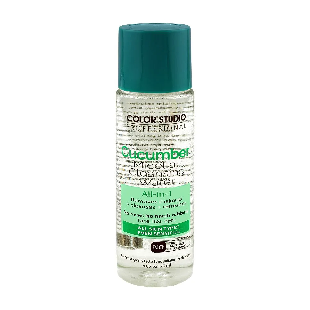 Color Studio Cucumber All-In-1 Micellar Cleansing Water, Alcohol, Oil & Fragrance Free, For All Types Of Skin, 120ml