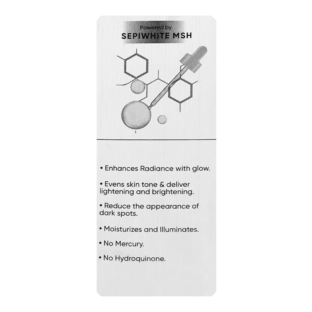 Side view of color studio skin lightening lazr light booster serum, glycerin, glycolic acid, vegan, for radiant skin, 30ml