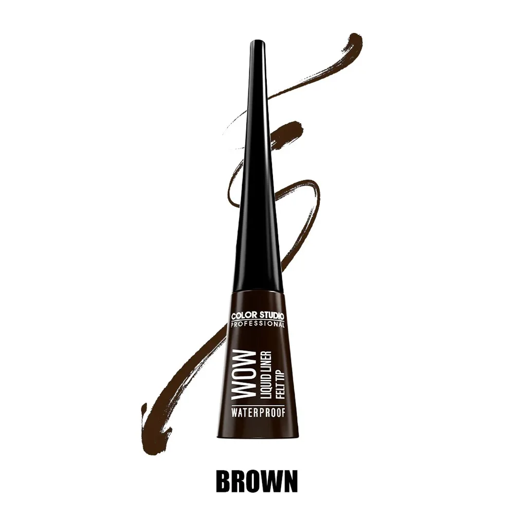 Color Studio Wow Liquid Eyeliner Felt Tip, Waterproof, Brown, 4.5ml