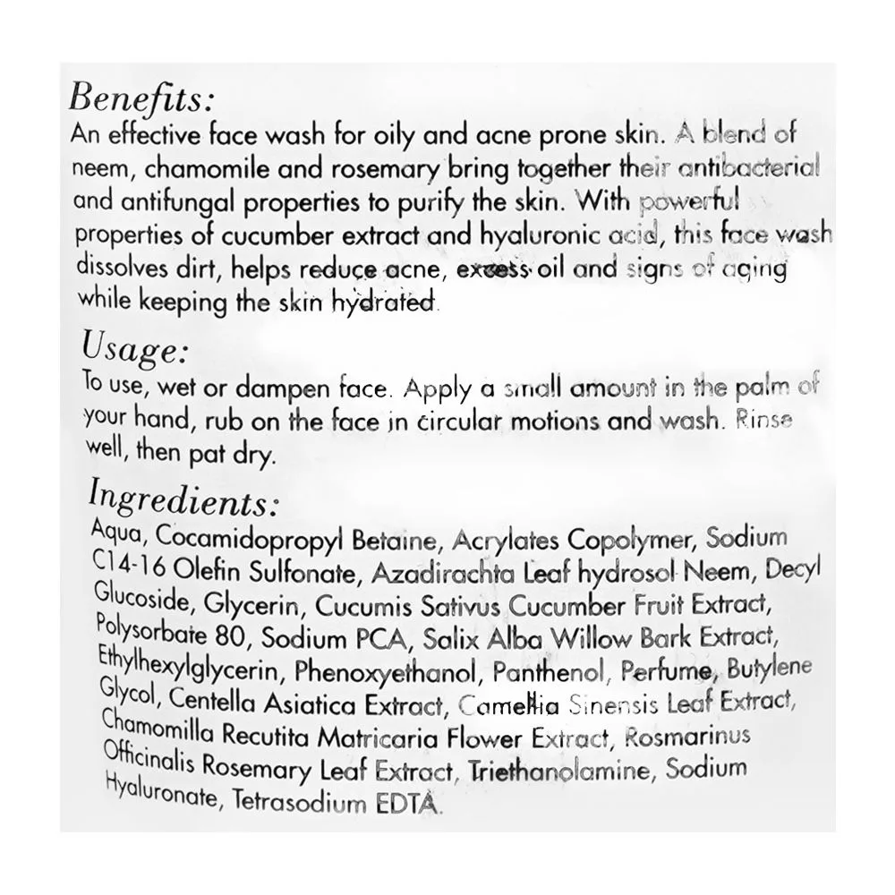Comfortable casual conatural acne defence face wash with neem, chamomile and rosemary, 60ml