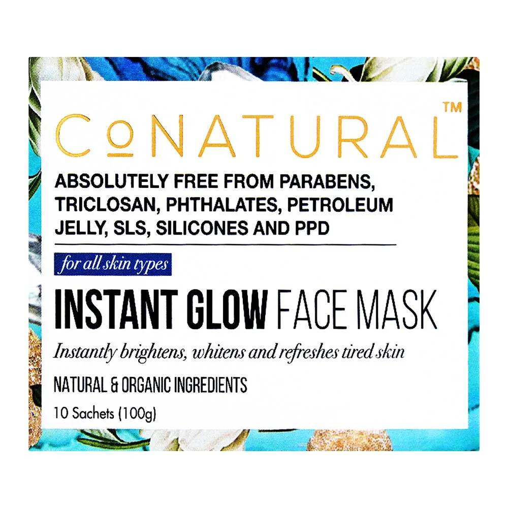 Side view of conatural instant glow face mask with radiance oil, paraben/sls free, for all skin types, 100g
