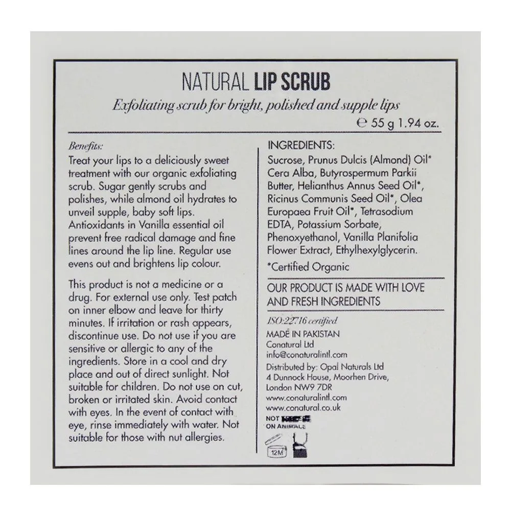Comfortable casual conatural natural lip scrub, 55g