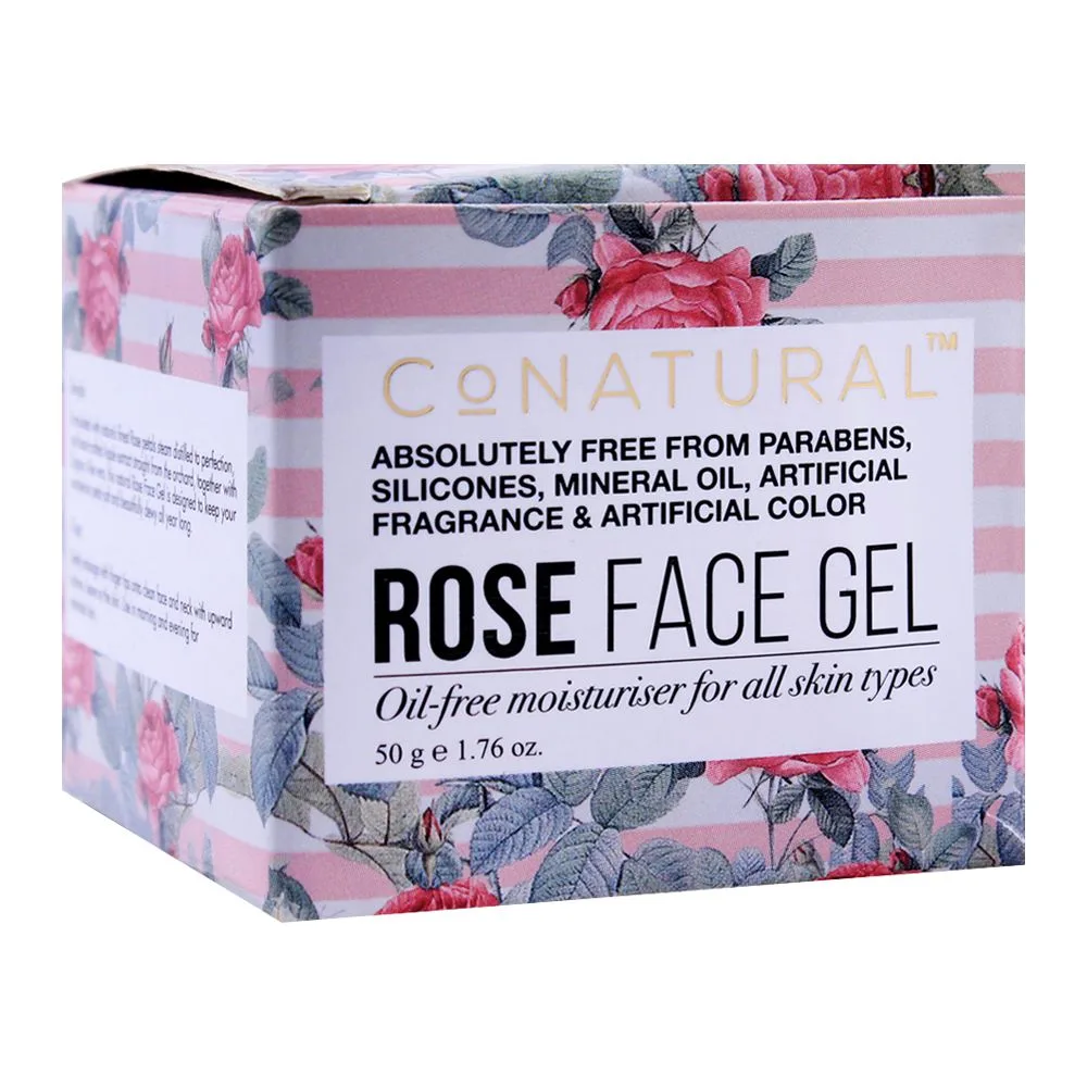 Side view of conatural rose face gel, 50g