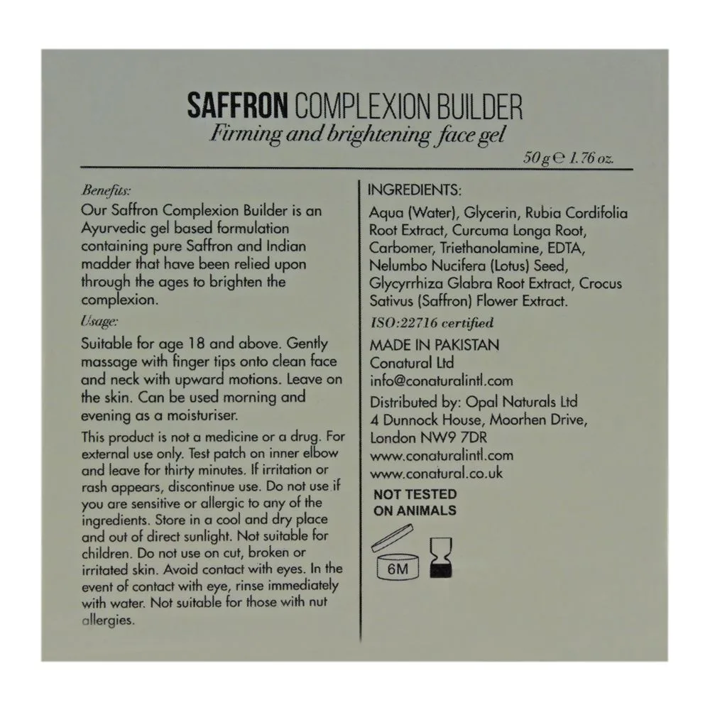 Comfortable casual conatural saffron complexion builder, firming & brightening gel, for normal to oily skin, 50ml