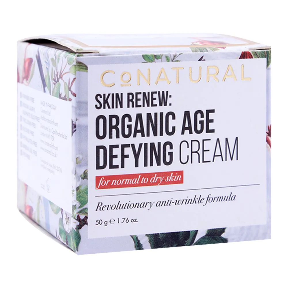 Side view of conatural skin renew organic age defying cream, 50g