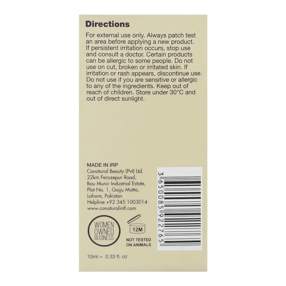 Side view of conatural super activs triple correction eye serum, for all skin types, 10ml