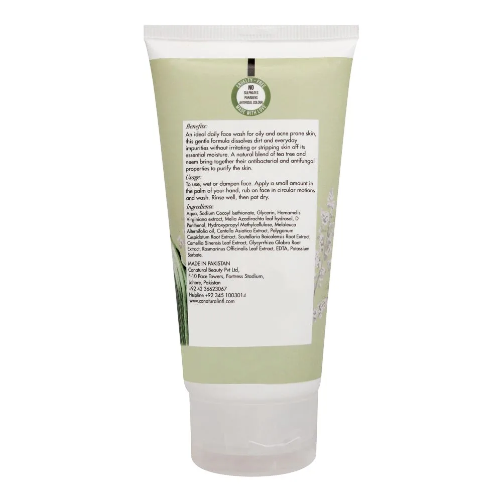 Side view of conatural tea tree & neem face wash, 150ml