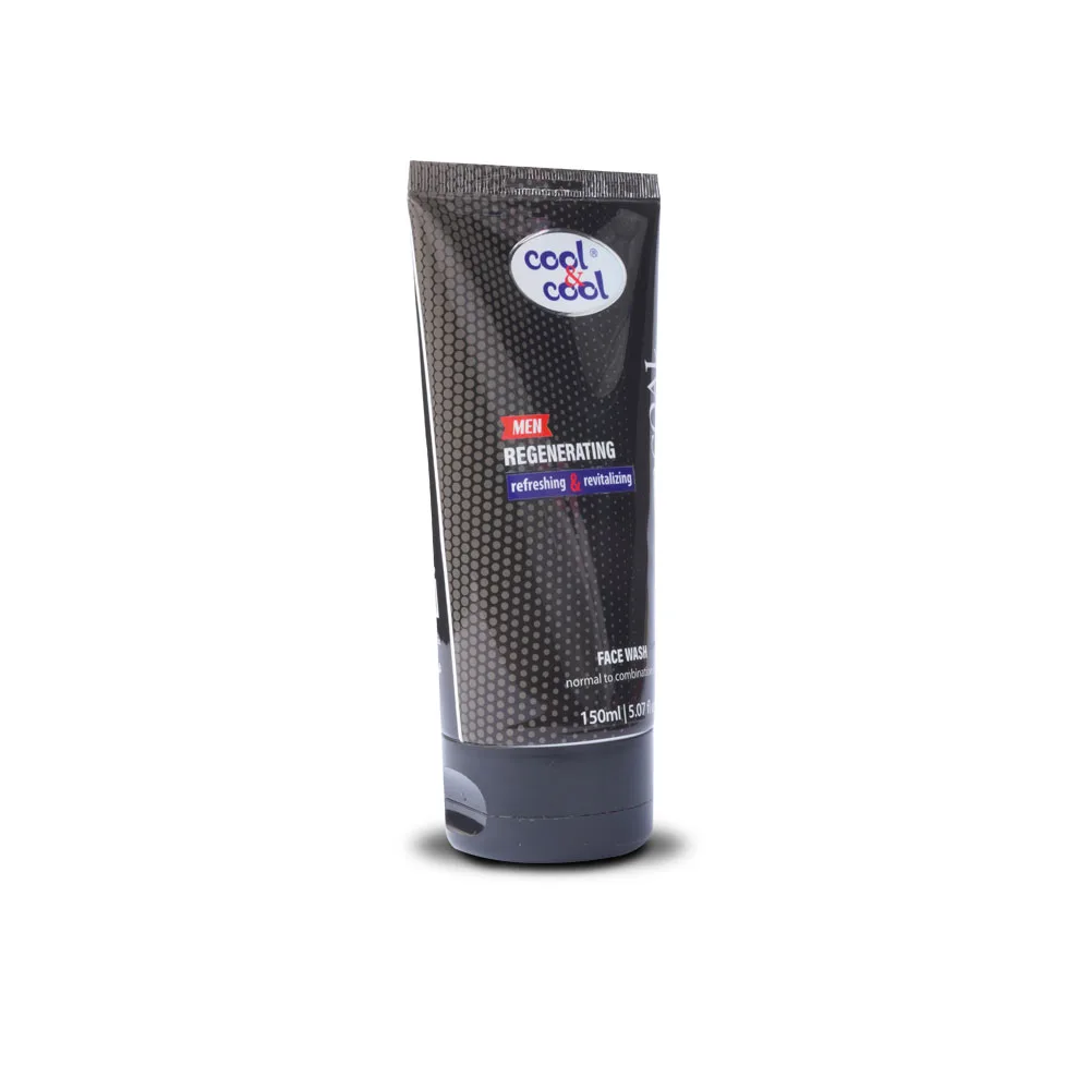 Side view of cool & cool charcoal regenerating face wash, normal to combination skin, 150ml