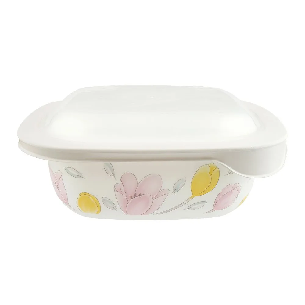 Corelle Square Dish Elegant City With Plastic Lid 1.41L, D-48-EC