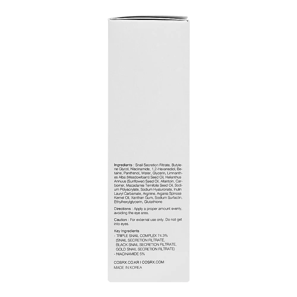 Side view of cosrx advanced snail radiance dual essence, 80ml