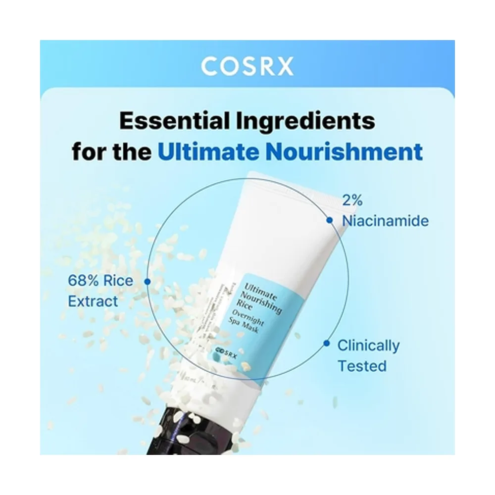 COSRX Ultimate Nourishing Rice Overnight Spa Mask, Paraben Free, Niacinamide, Rice Extract, For All Types Of Skin, 60ml detail image 10