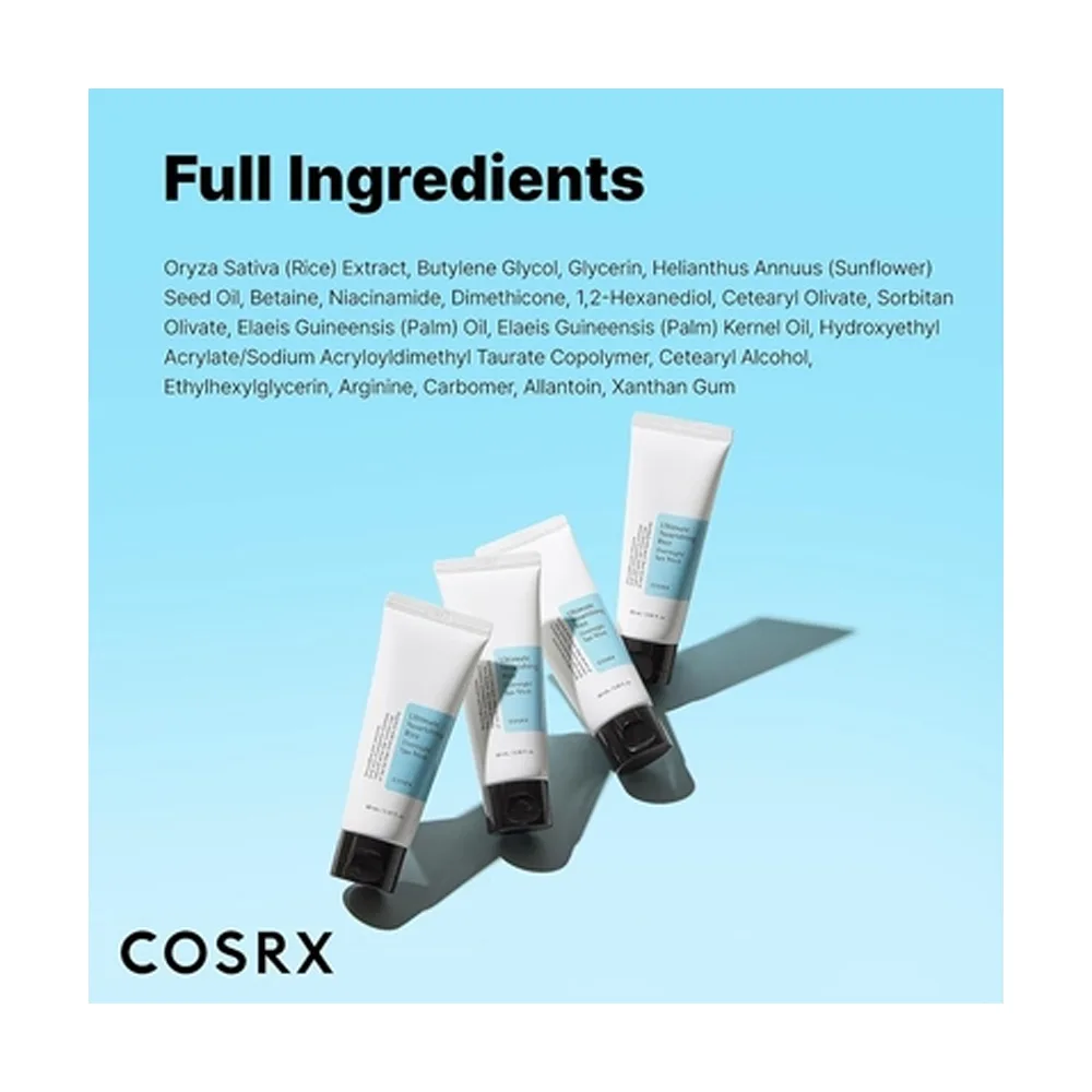 Lifestyle product image of cosrx ultimate nourishing rice overnight spa mask, paraben free, niacinamide, rice extract, for all types of skin, 60ml