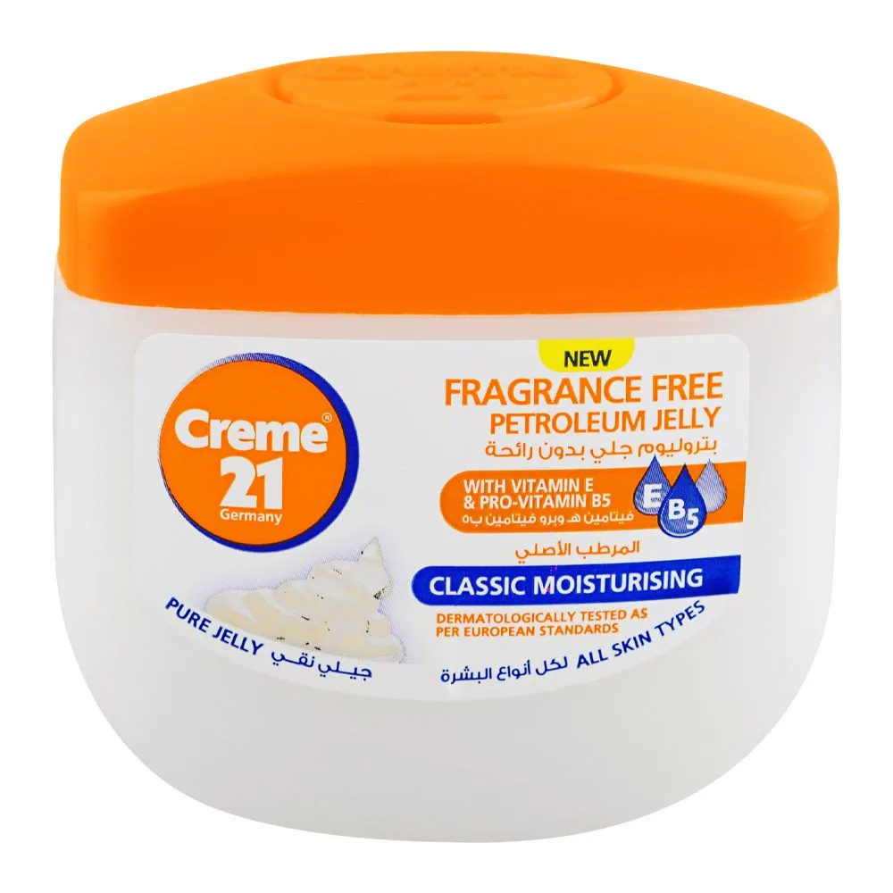 Creme 21 Classic Moisturizing Fragrance Free Petroleum Jelly with Vitamin E & B5, 100ml
