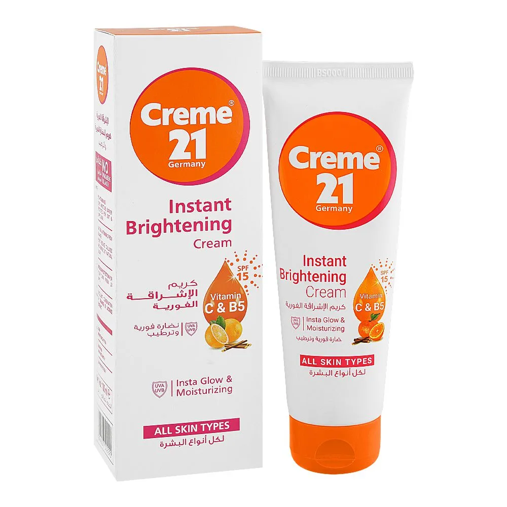 Creme 21 Instant Brightening Cream with Vitamin C & B5, For All Skin Types, 100ml