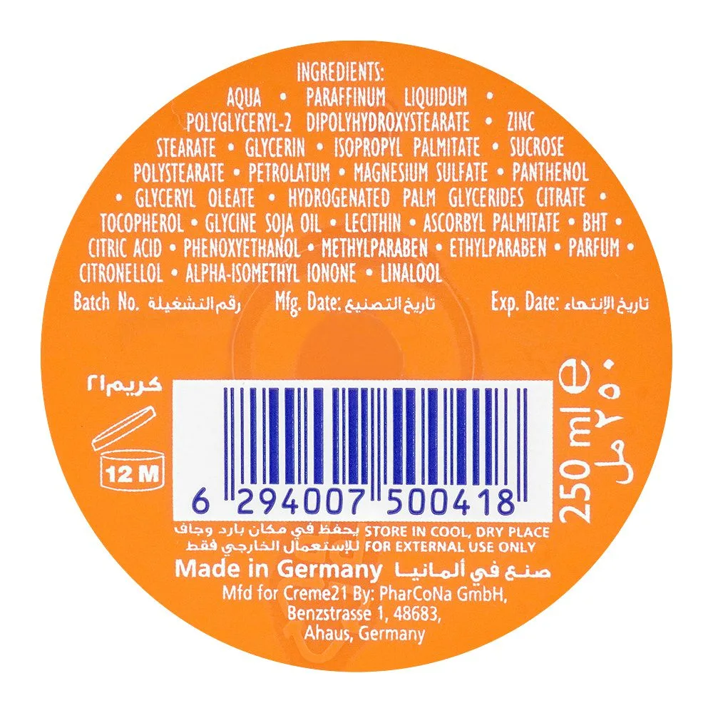 Side view of creme 21 intensive care all day cream, 250ml