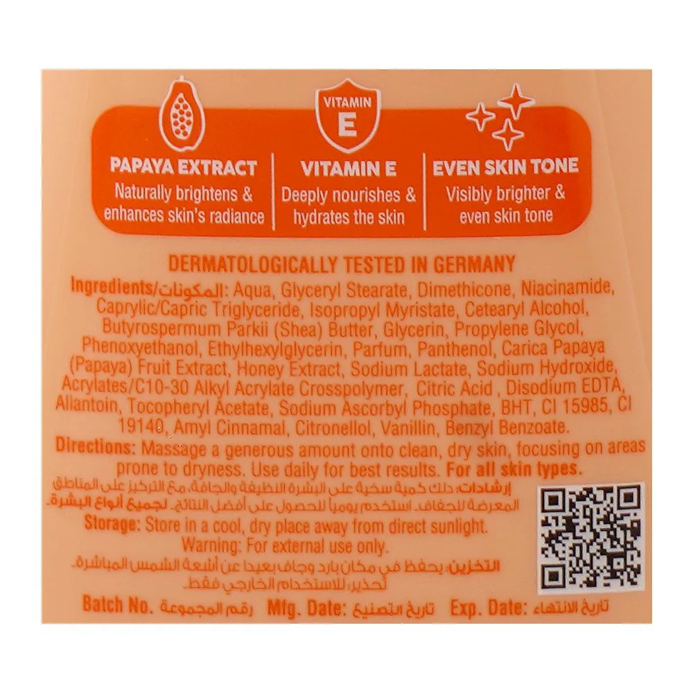 Comfortable casual creme 21 papaya brightening body lotion, vitamin e, for all types of skin, 250ml