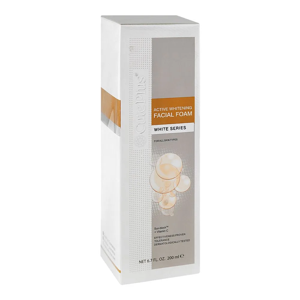 Cute Plus White Series Active Whitening Facial Foam, Vitamin C, For All Types Of Skin, 200ml