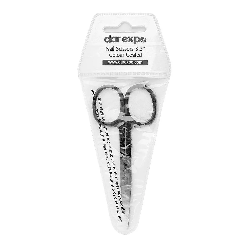 Side view of dar expo colour coated nail scissors 3.5 inches