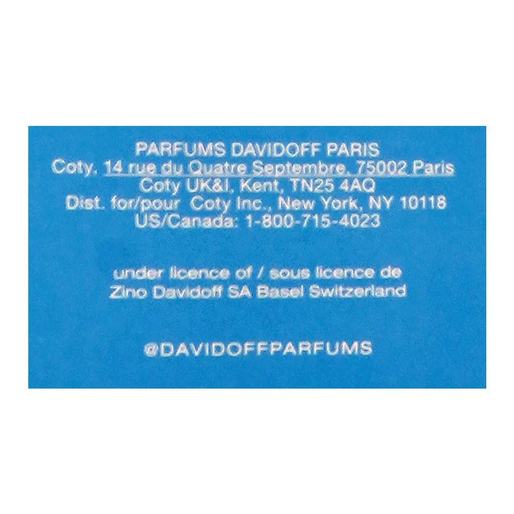 Close-up design of davidoff cool water gift set, for women, edt spray 30ml + body lotion 75ml