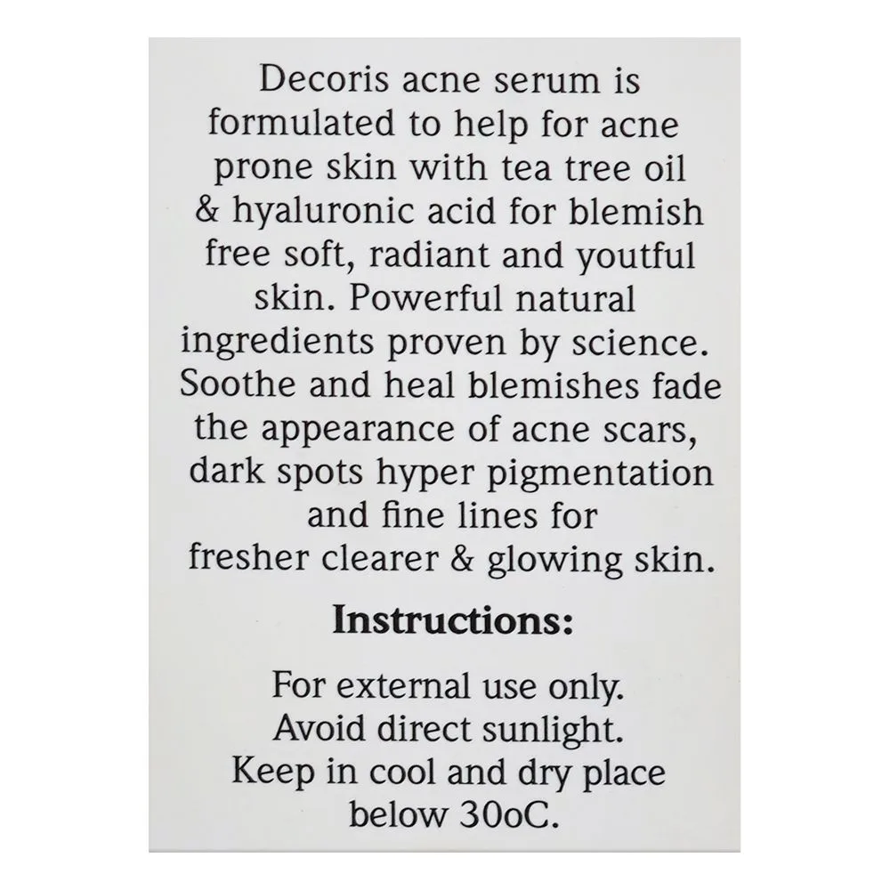 Comfortable casual de'coris acne face serum, for all types of acne, 30ml