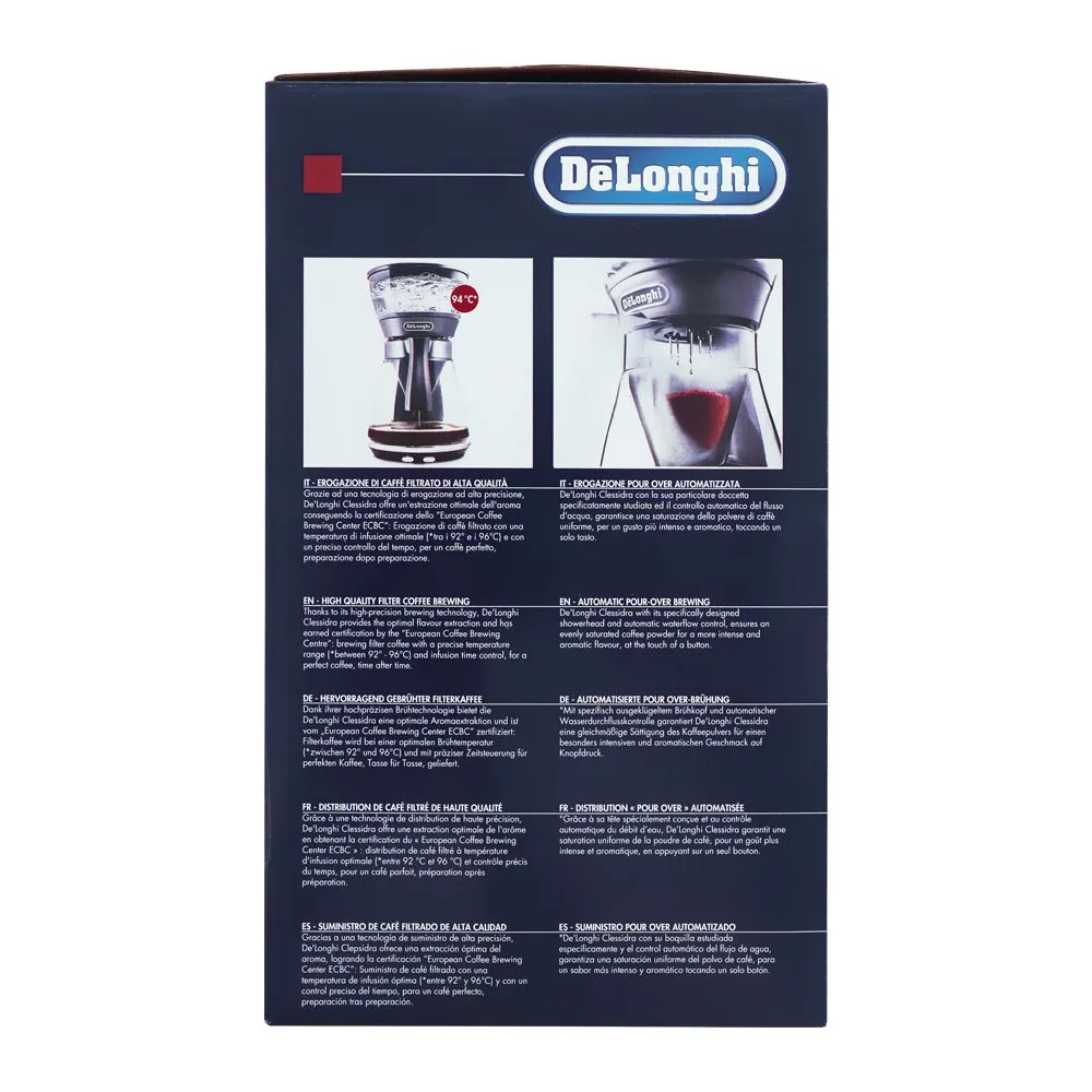 Close-up design of delonghi clessidra high quality filter coffee machine, icm-17210
