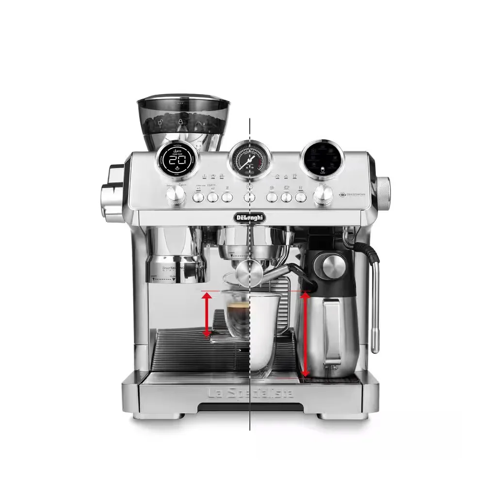 Side view of delonghi la specialista maestro espresso & cold coffee extraction maker, 2.5 liters capacity, 1450w, 19 bar pressure, ec9885.m