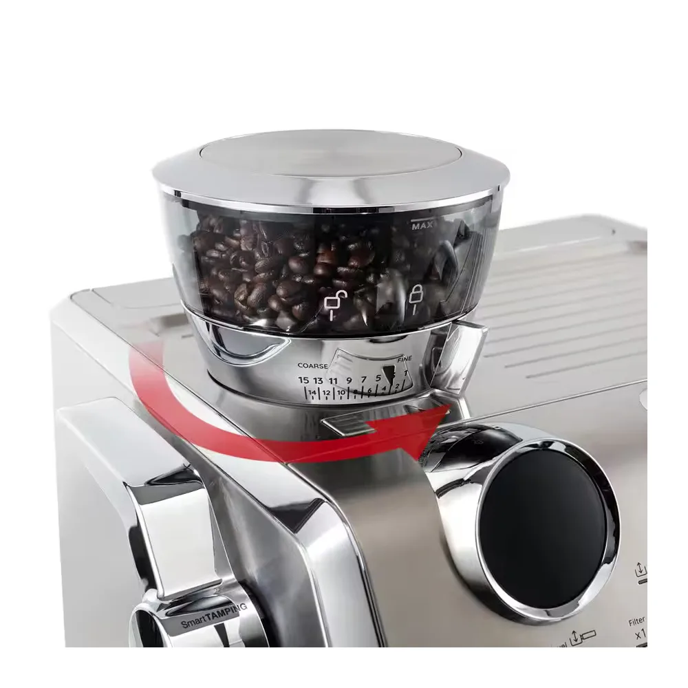Front angle of delonghi la specialista maestro espresso & cold coffee extraction maker, 2.5 liters capacity, 1450w, 19 bar pressure, ec9885.m