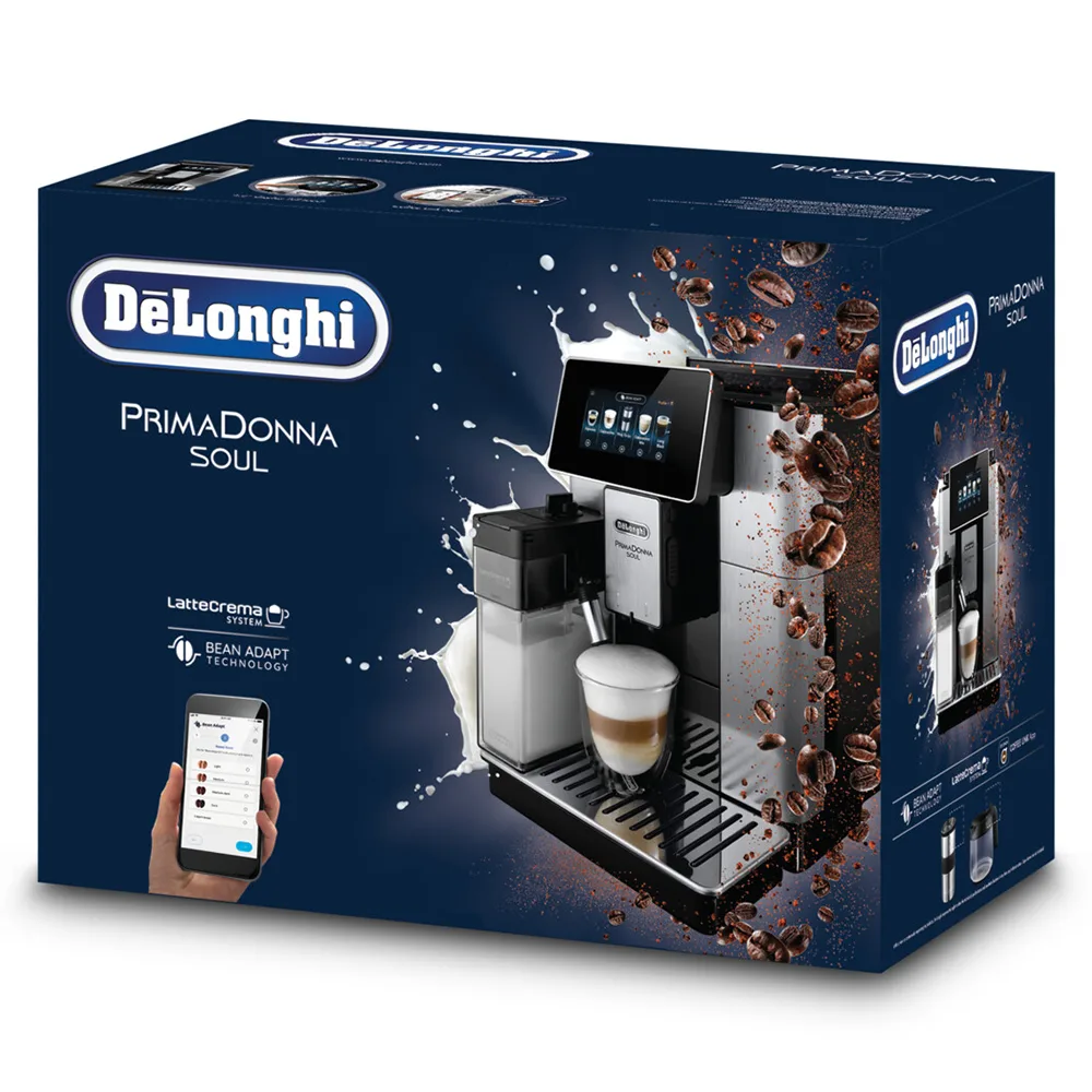 Lifestyle product image of delonghi primadonna soul automatic coffee machine with lattecrema system, ecam610.75.mb