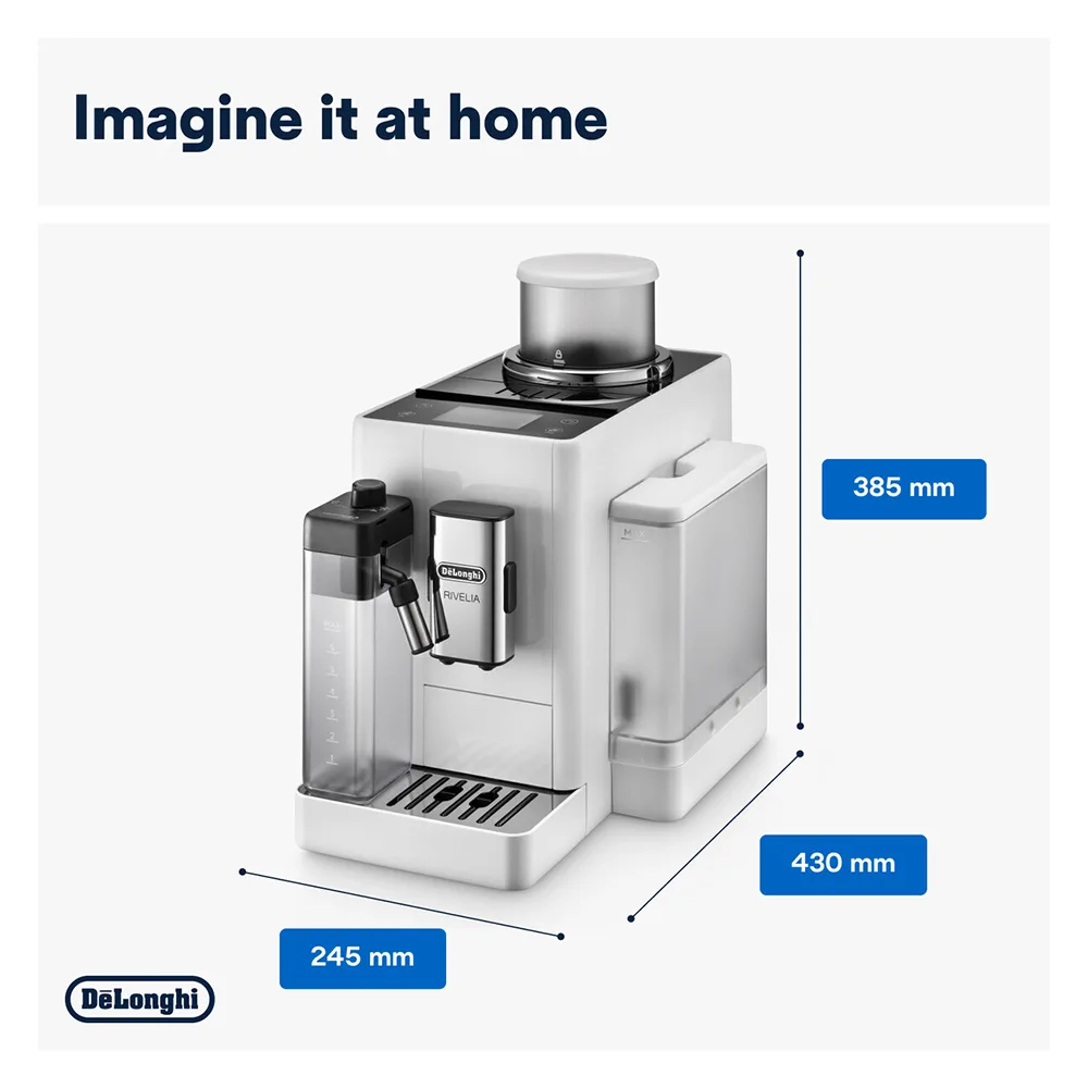 Premium everyday wear delonghi rivelia automatic coffee machine with lattecrema hot system, exam440.55.w
