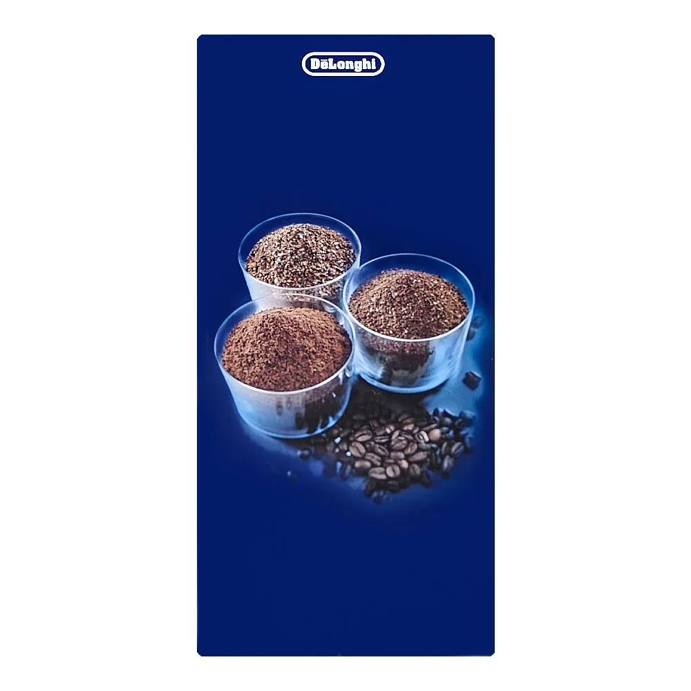 Close-up design of delonghi spice & coffee grinder, stainless steel blades, kg200