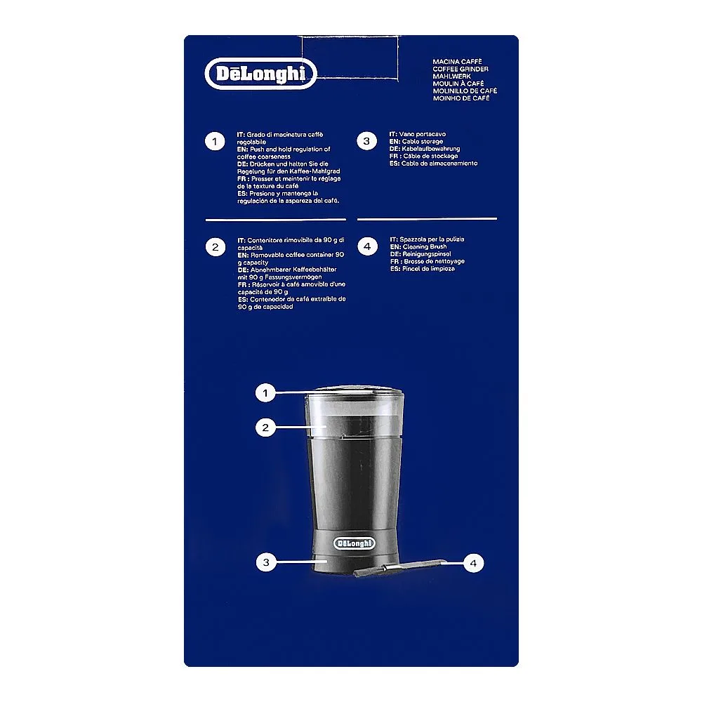 Premium everyday wear delonghi spice & coffee grinder, stainless steel blades, kg200