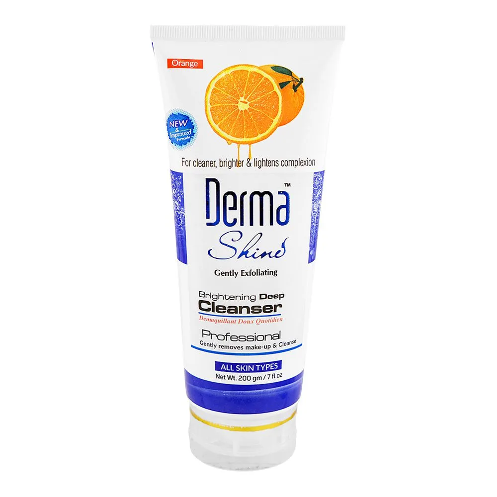 Derma Shine Gently Exfoliating Orange Brightening Deep Cleanser, Lauric Acid, For All Types Of Skin, 200g