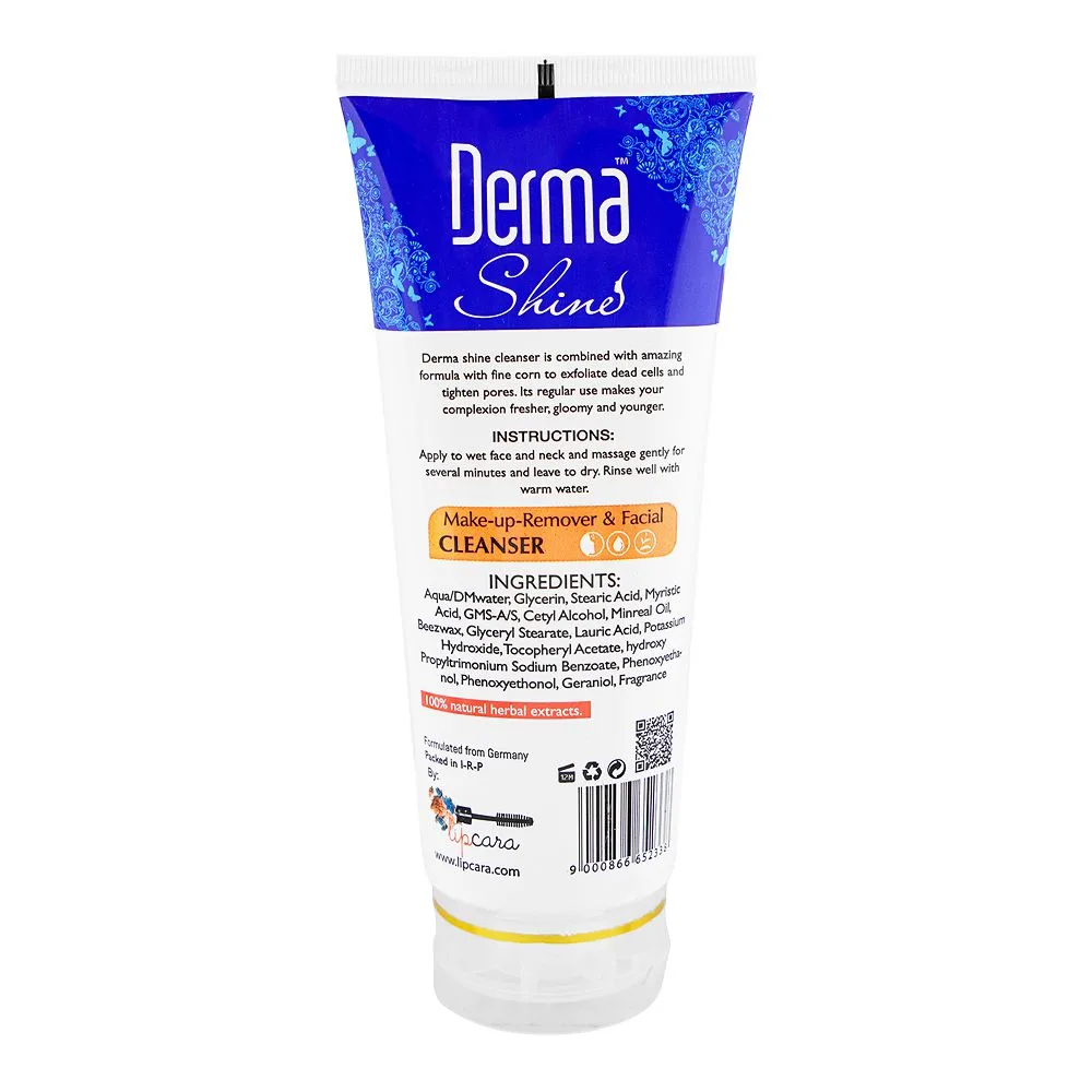 Side view of derma shine gently exfoliating orange brightening deep cleanser, lauric acid, for all types of skin, 200g