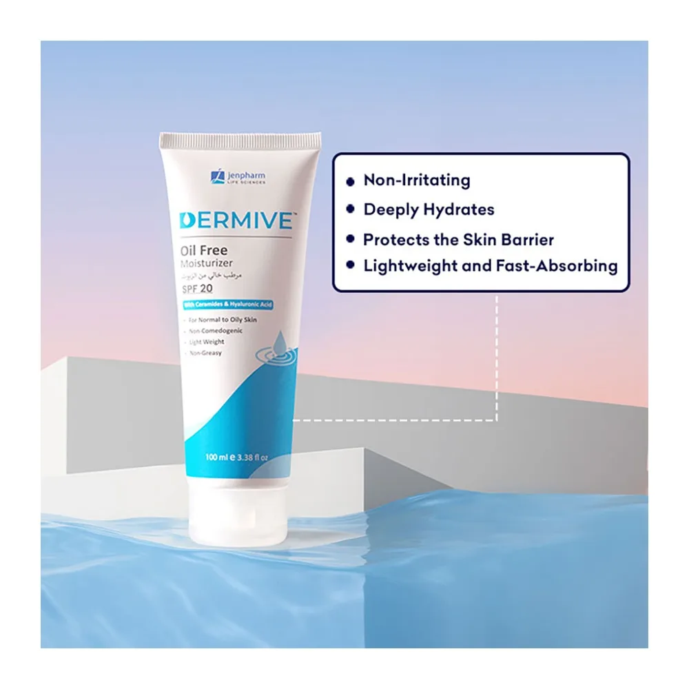 Comfortable casual dermive oil free moisturizer, spf-20, for all skin types, 100ml