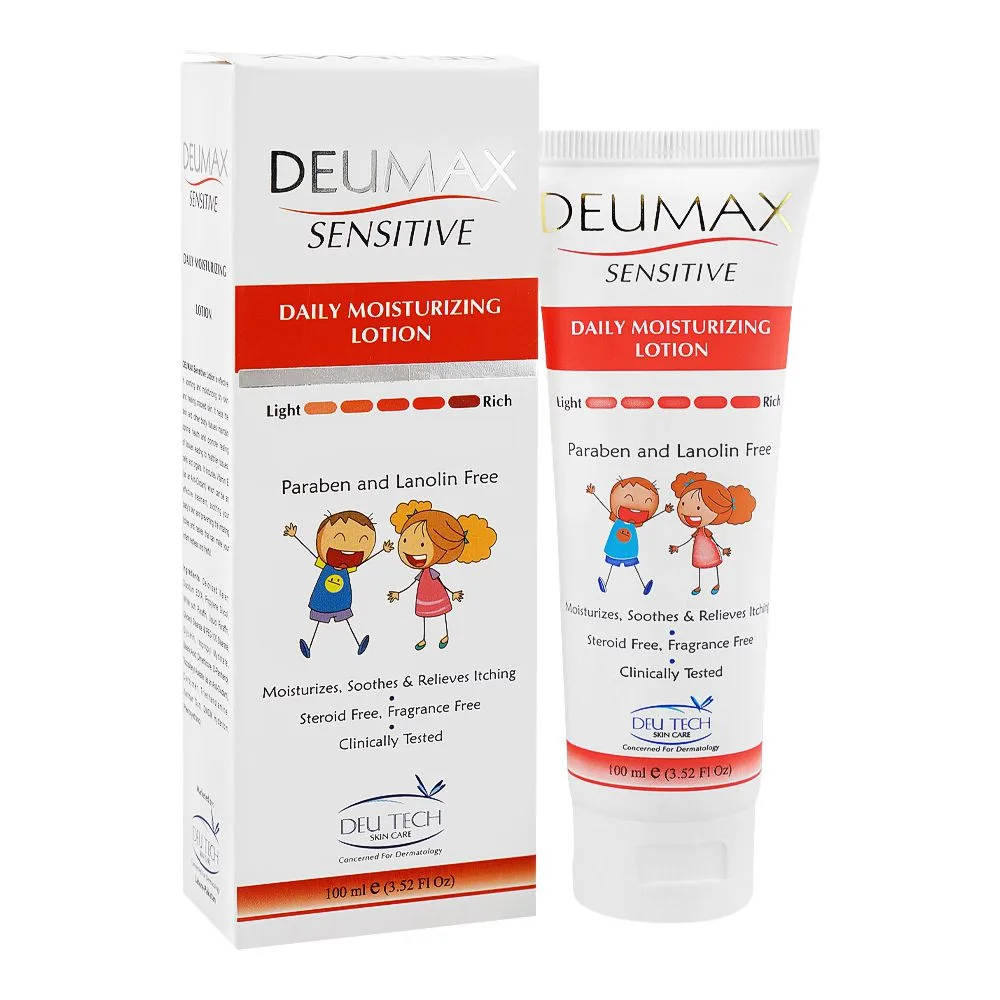 Deu Tech Deu Max Sensitive Daily Moisturizing Lotion, Paraben & Lanolin Free, For Dry Skin, 100ml