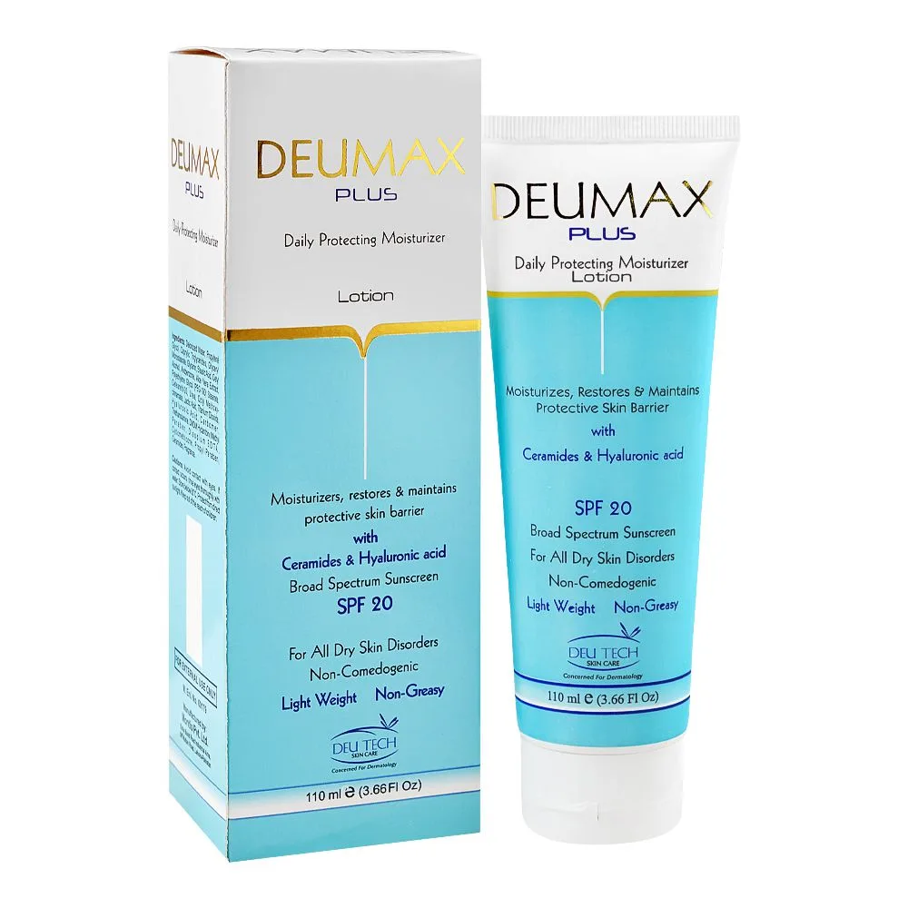 Deu Tech Deumax Plus Lotion, Ceramides, Hyaluronic Acid, SPF20, For Dry Skin, 110ml