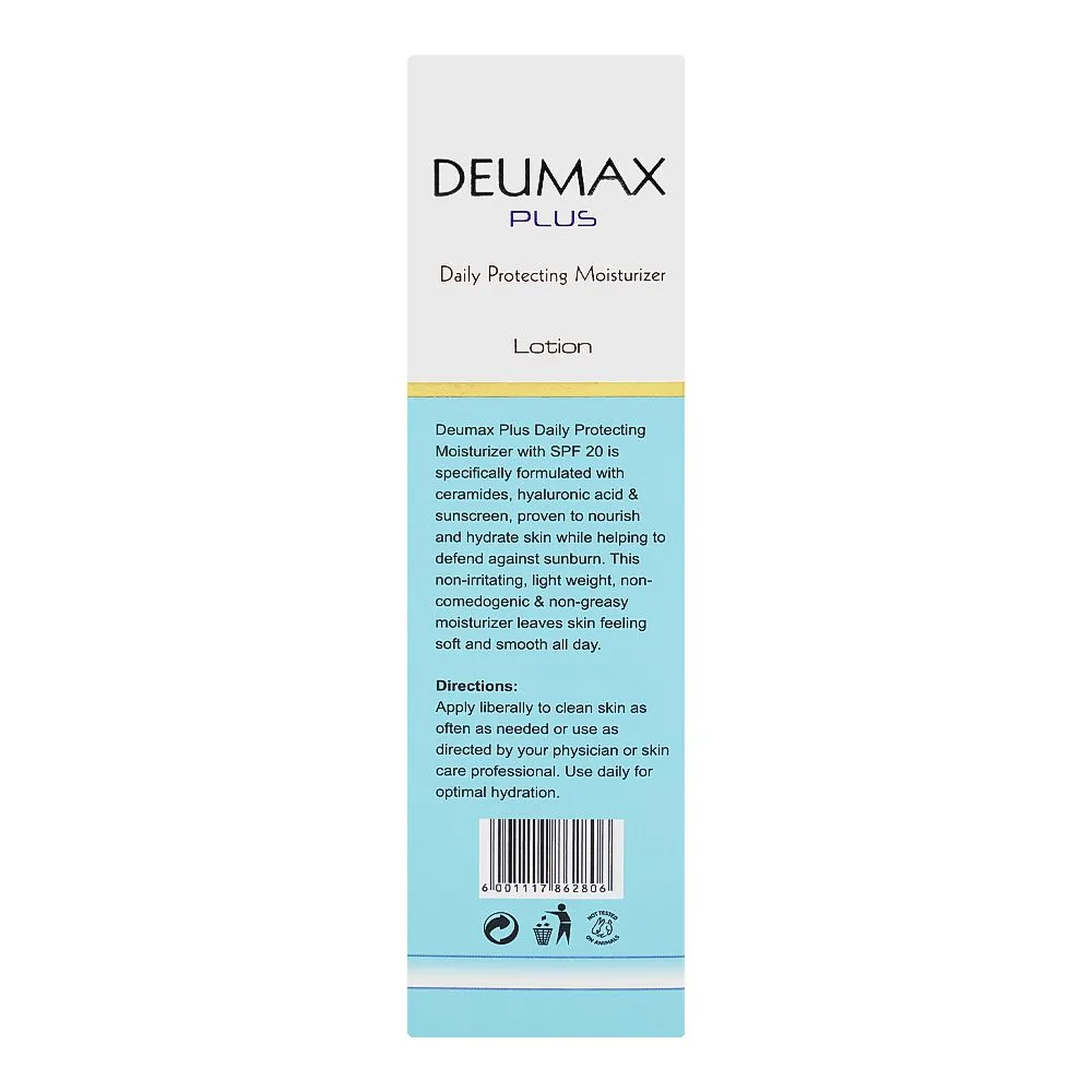 Comfortable casual deu tech deumax plus lotion, ceramides, hyaluronic acid, spf20, for dry skin, 110ml
