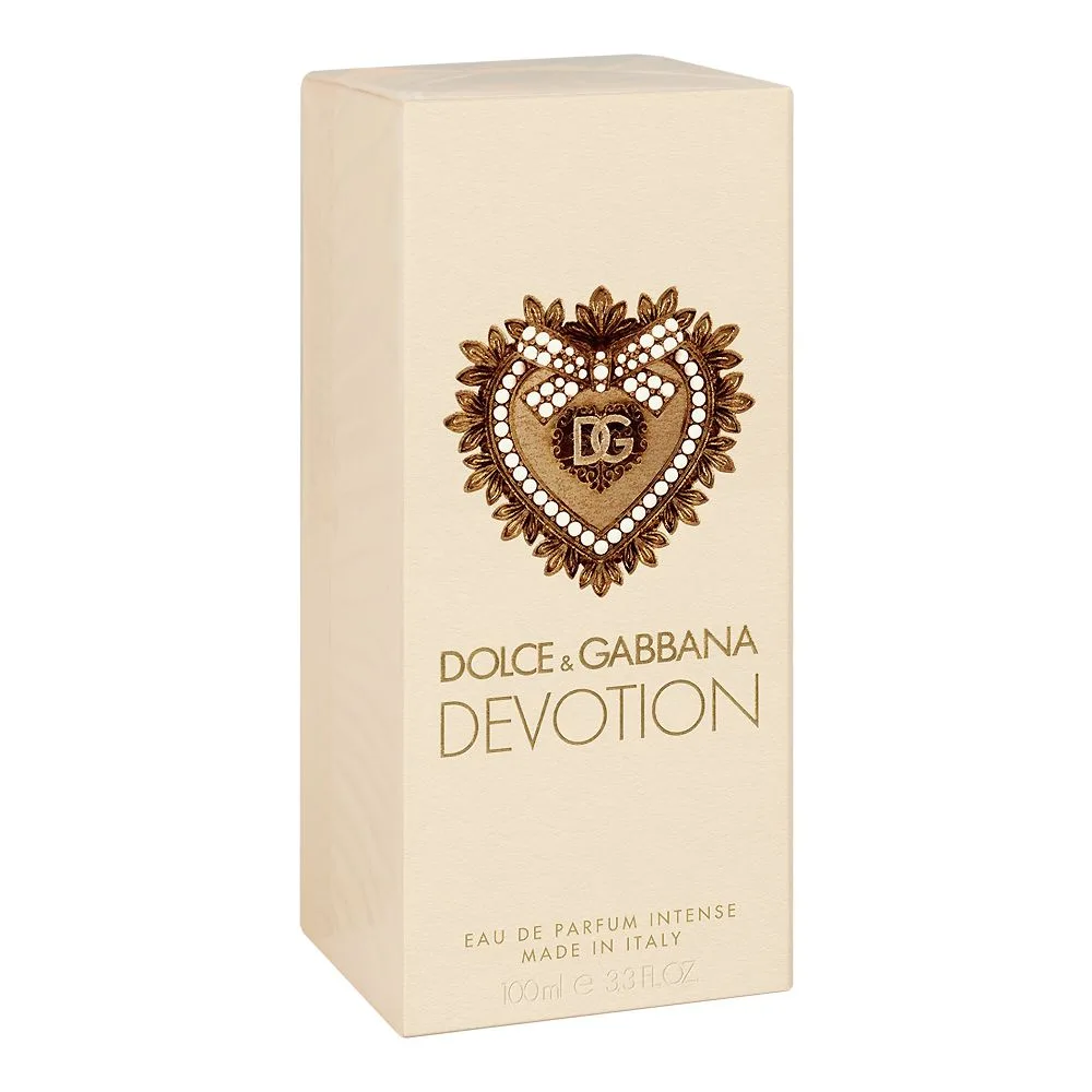 Side view of dolce & gabana devotion intense, eau de parfum, for women, 100ml