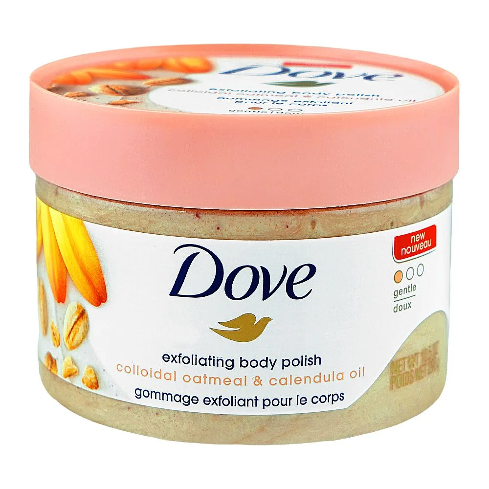 Dove Colloidal Oatmeal & Calendula Oil Exfoliating Body Polish, For Sensitive Skin, 298g