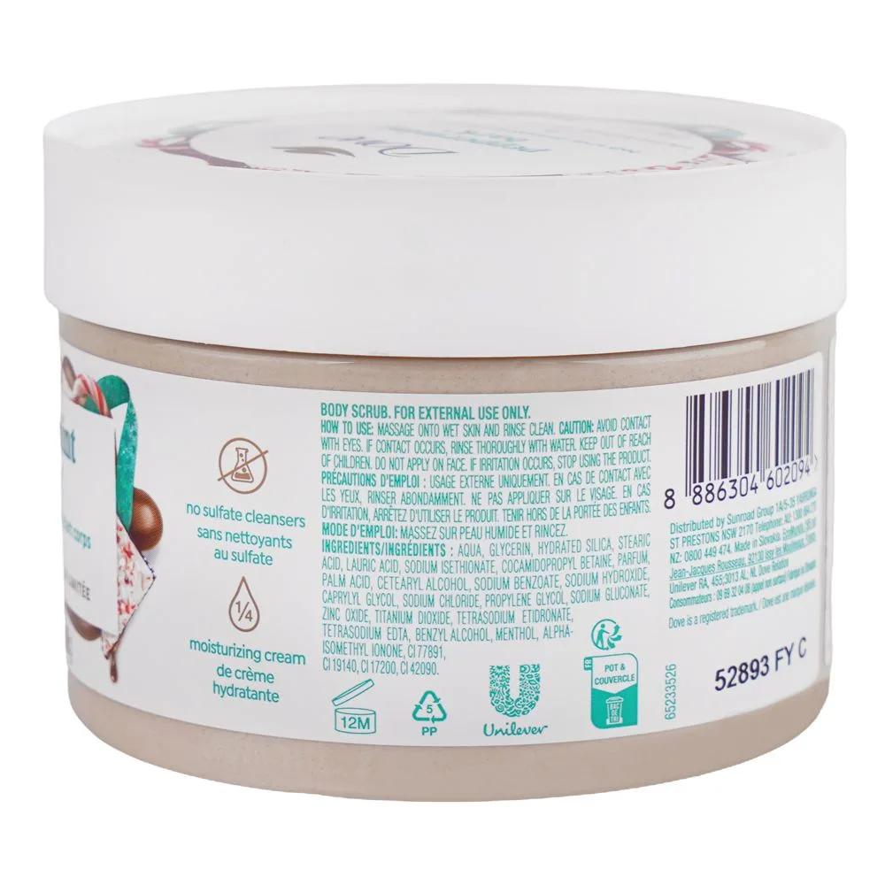 Comfortable casual dove peppermint bark limited edition body scrub, 298g
