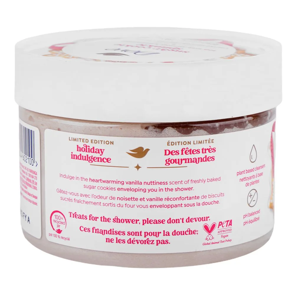 Side view of dove sugar cookie sprinkle limited edition body scrub, 298g